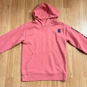 EUC Carhartt Girls' Long-Sleeve Graphic Hoodie - Pink - Size Medium